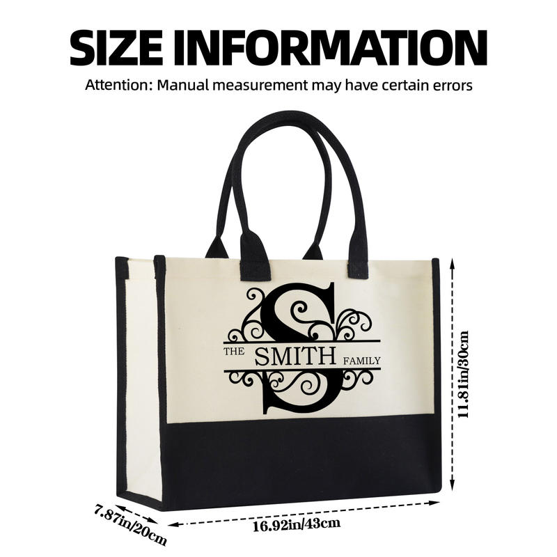 Custom Canvas Family Name Tote