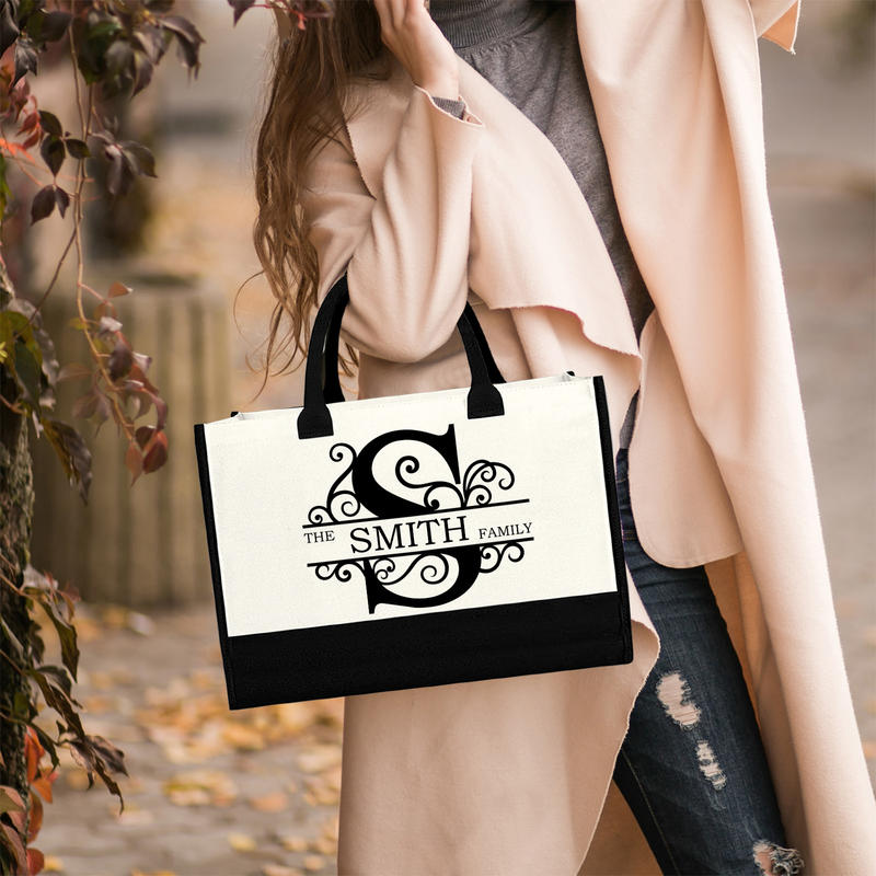 Custom Canvas Family Name Tote