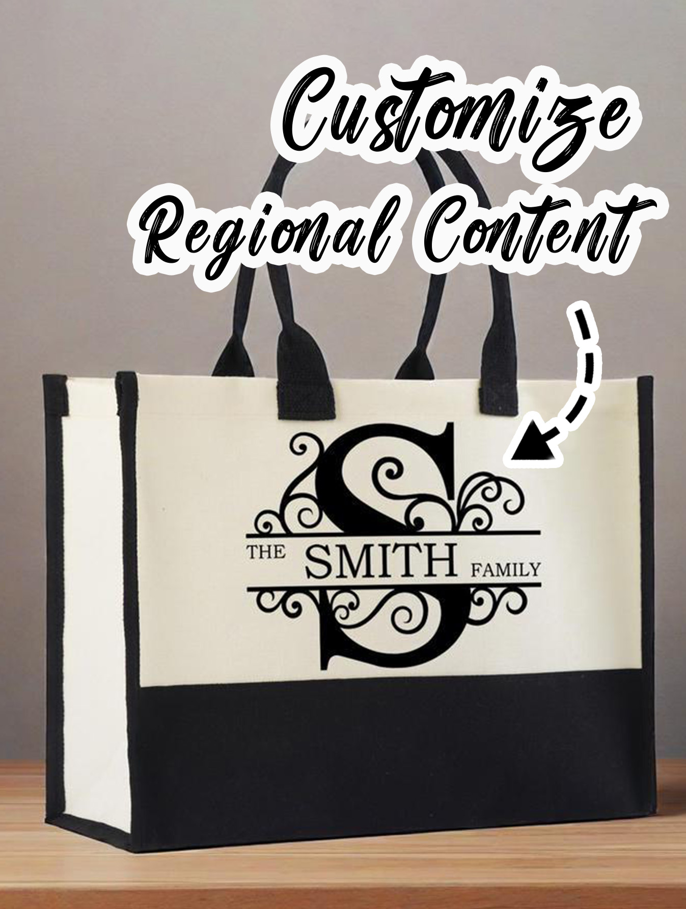 Custom Canvas Family Name Tote