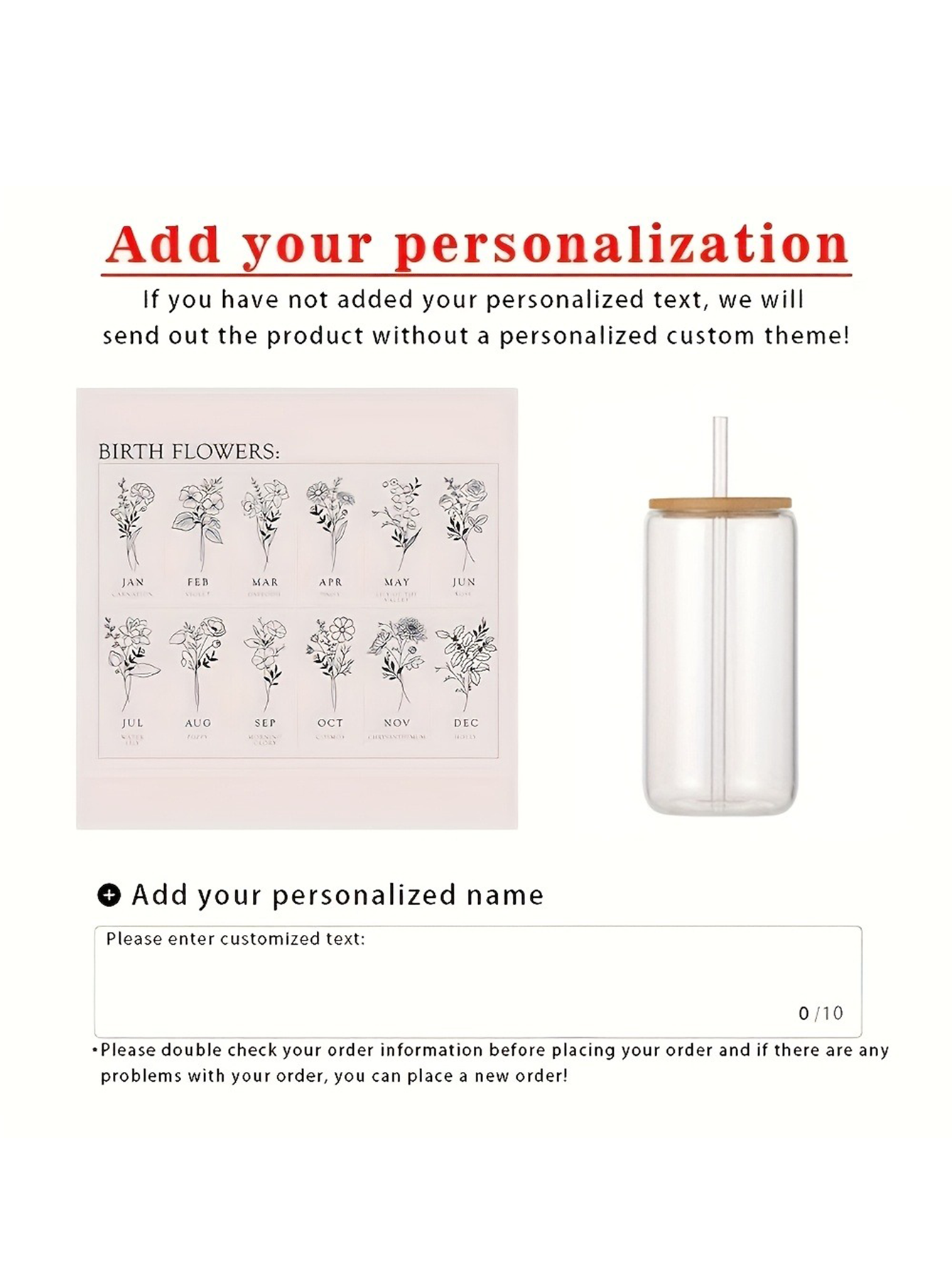 Personalized Birth Flower Glass Coffee Mug