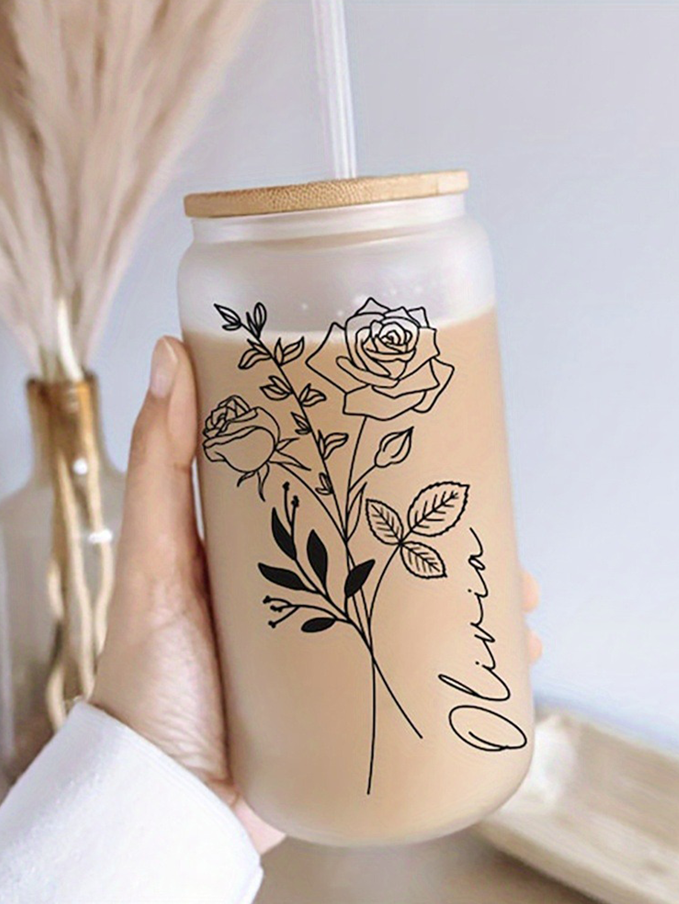 Personalized Birth Flower Glass Coffee Mug