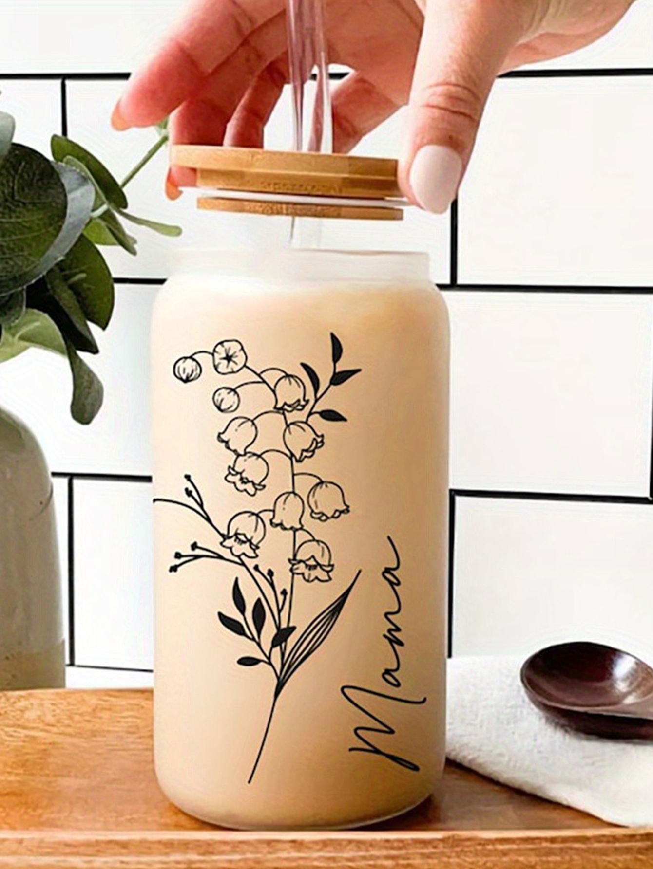 Personalized Birth Flower Glass Coffee Mug