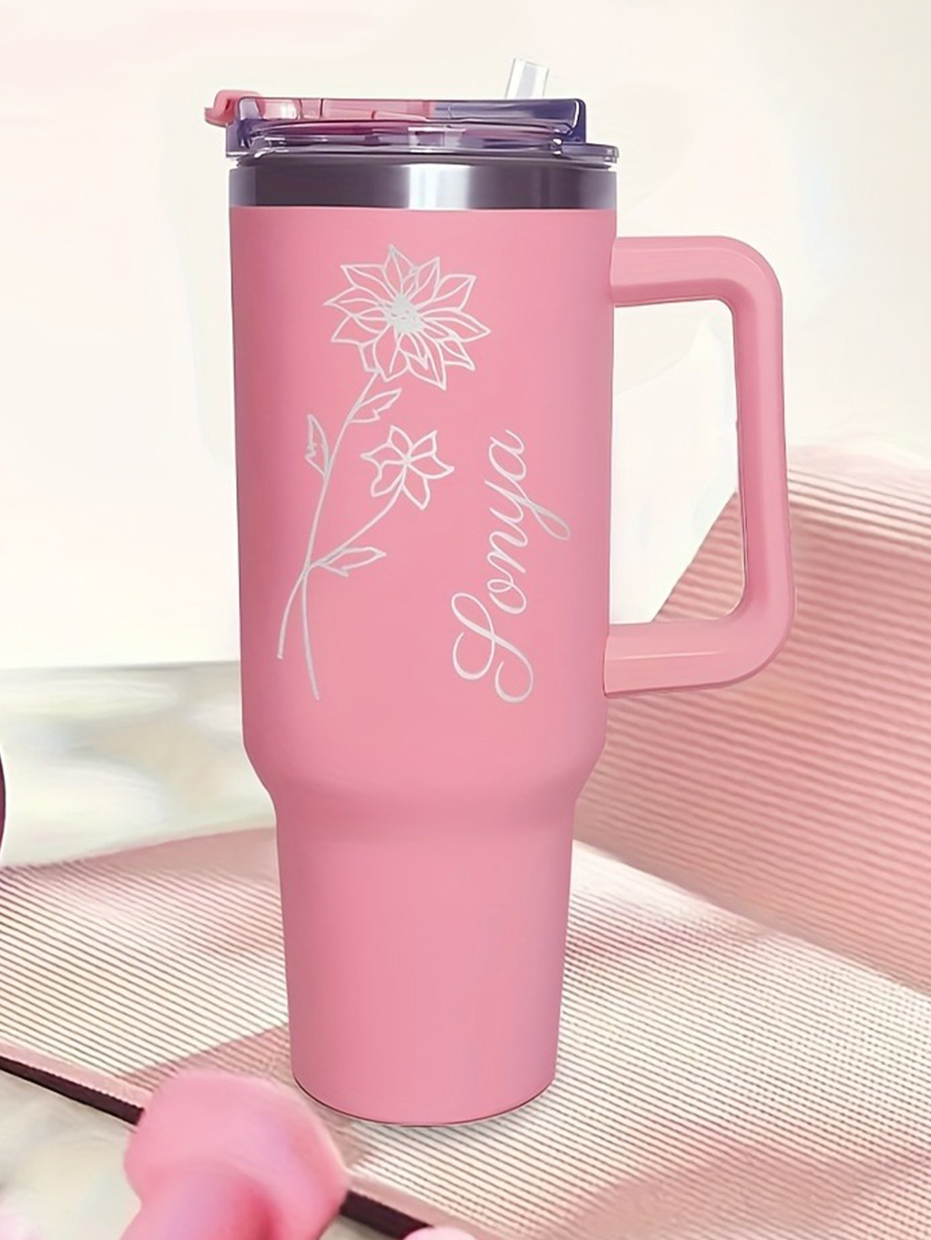 Custom Insulated Floral Moon Coffee Tumbler