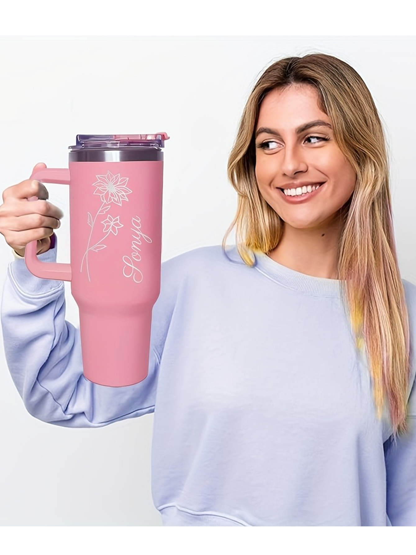 Custom Insulated Floral Moon Coffee Tumbler