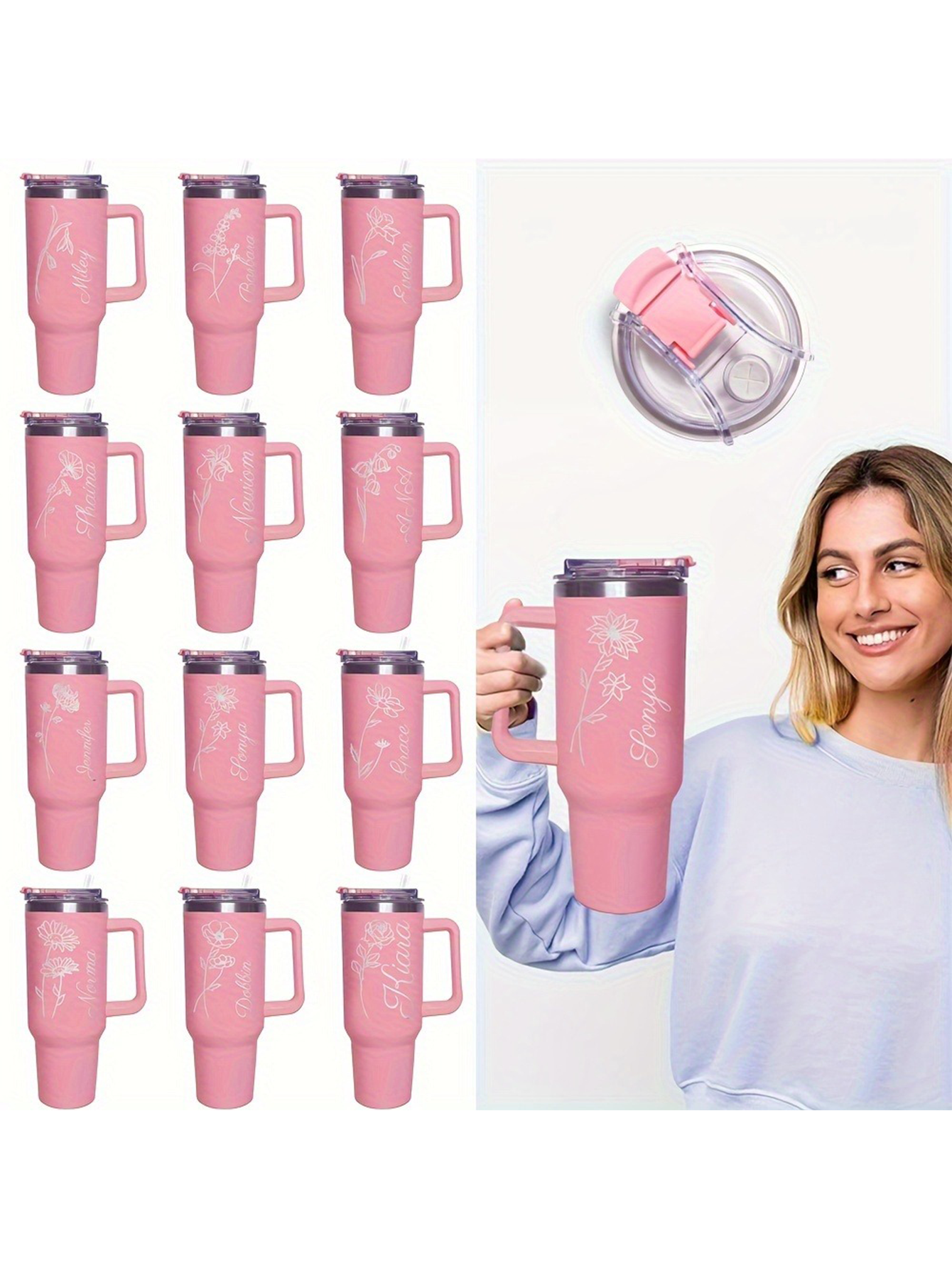 Custom Insulated Floral Moon Coffee Tumbler