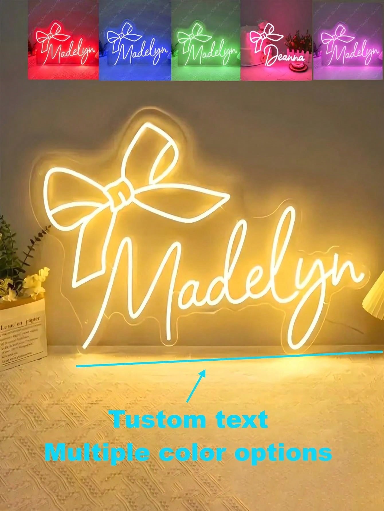 Custom Bow Neon Wall Sign - Gift For Friends