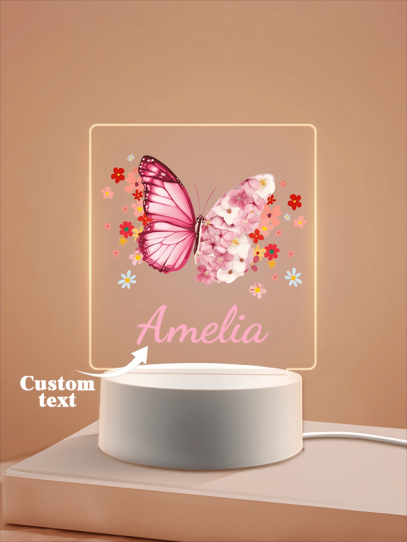 Personalized Butterfly Flower LED Night Light