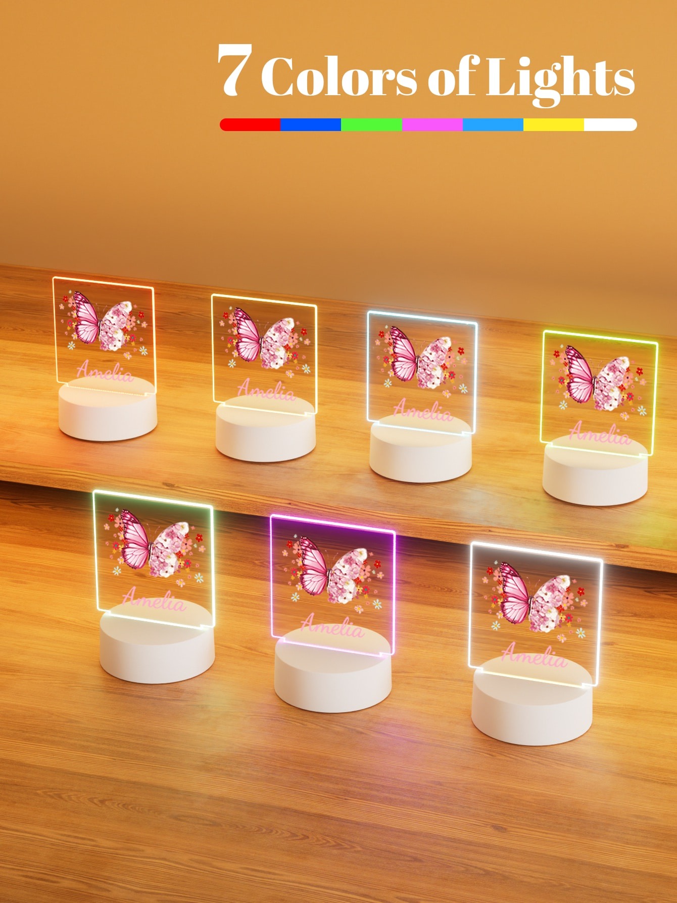 Personalized Butterfly Flower LED Night Light