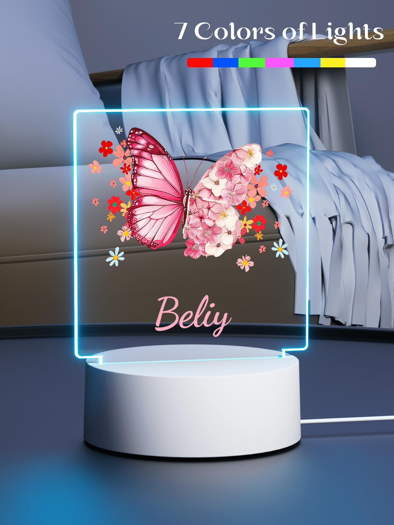 Personalized Butterfly Flower LED Night Light
