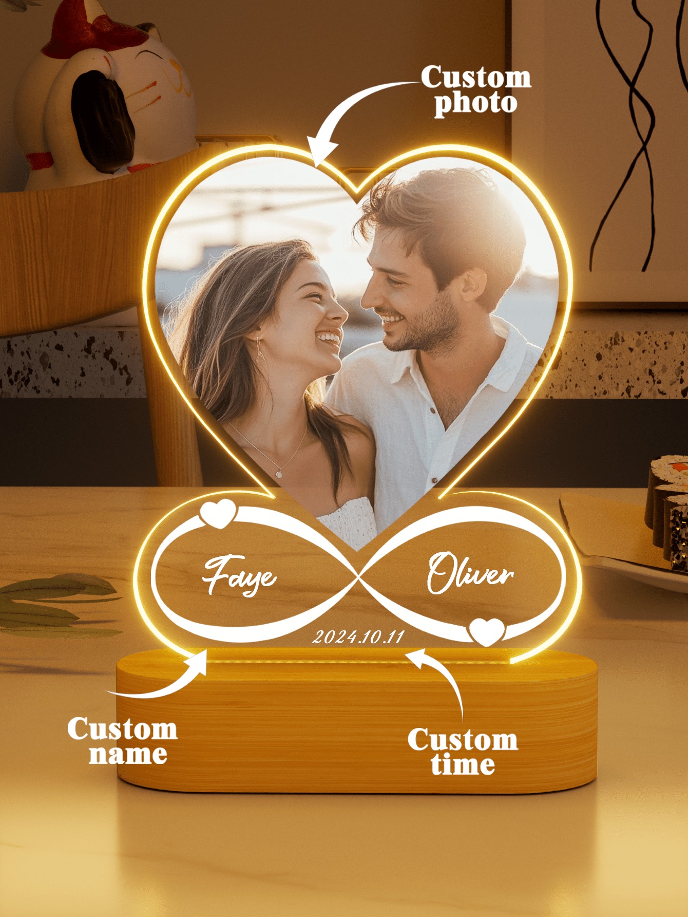Personalized Heart Photo Night Light