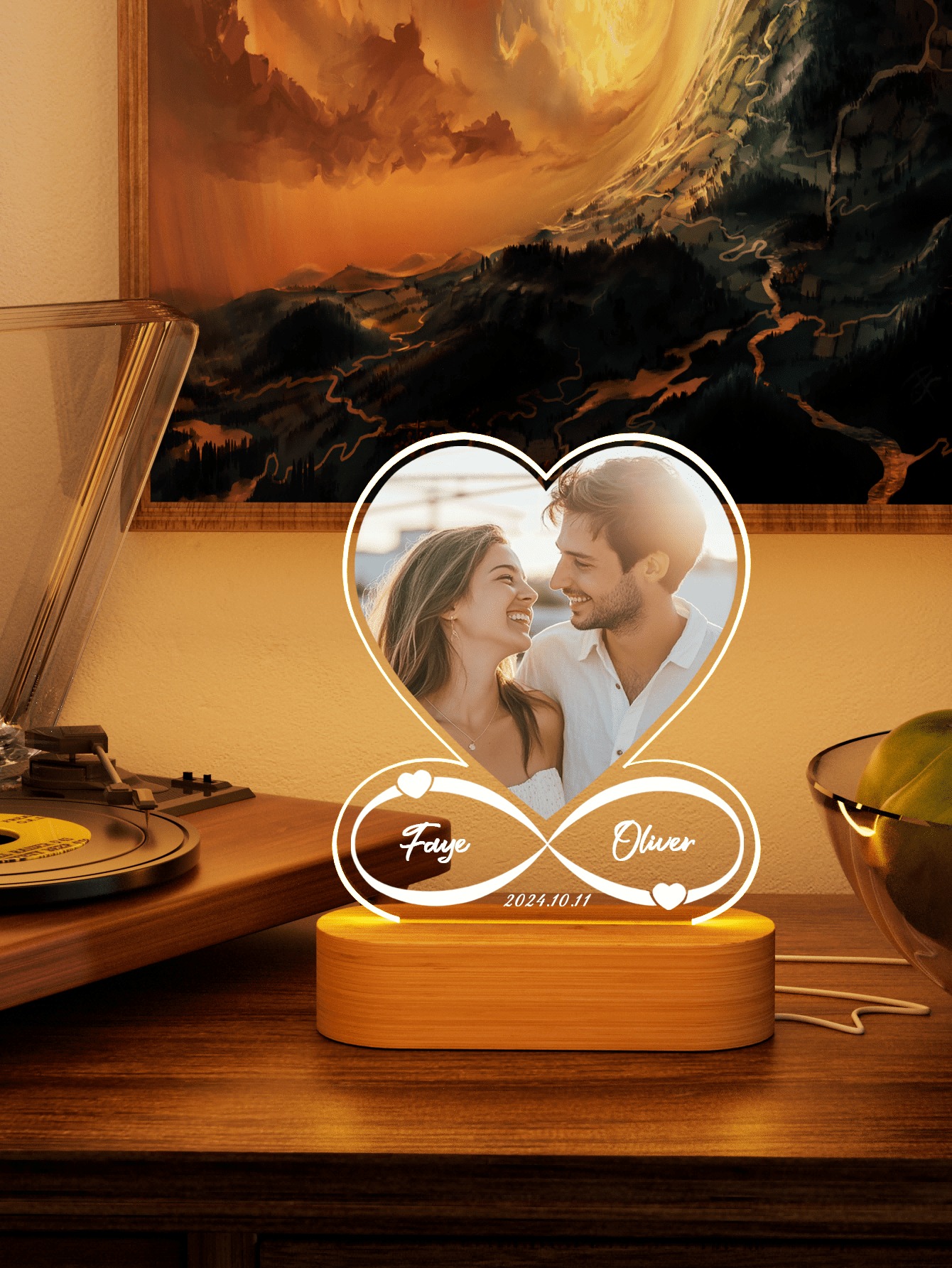 Personalized Heart Photo Night Light