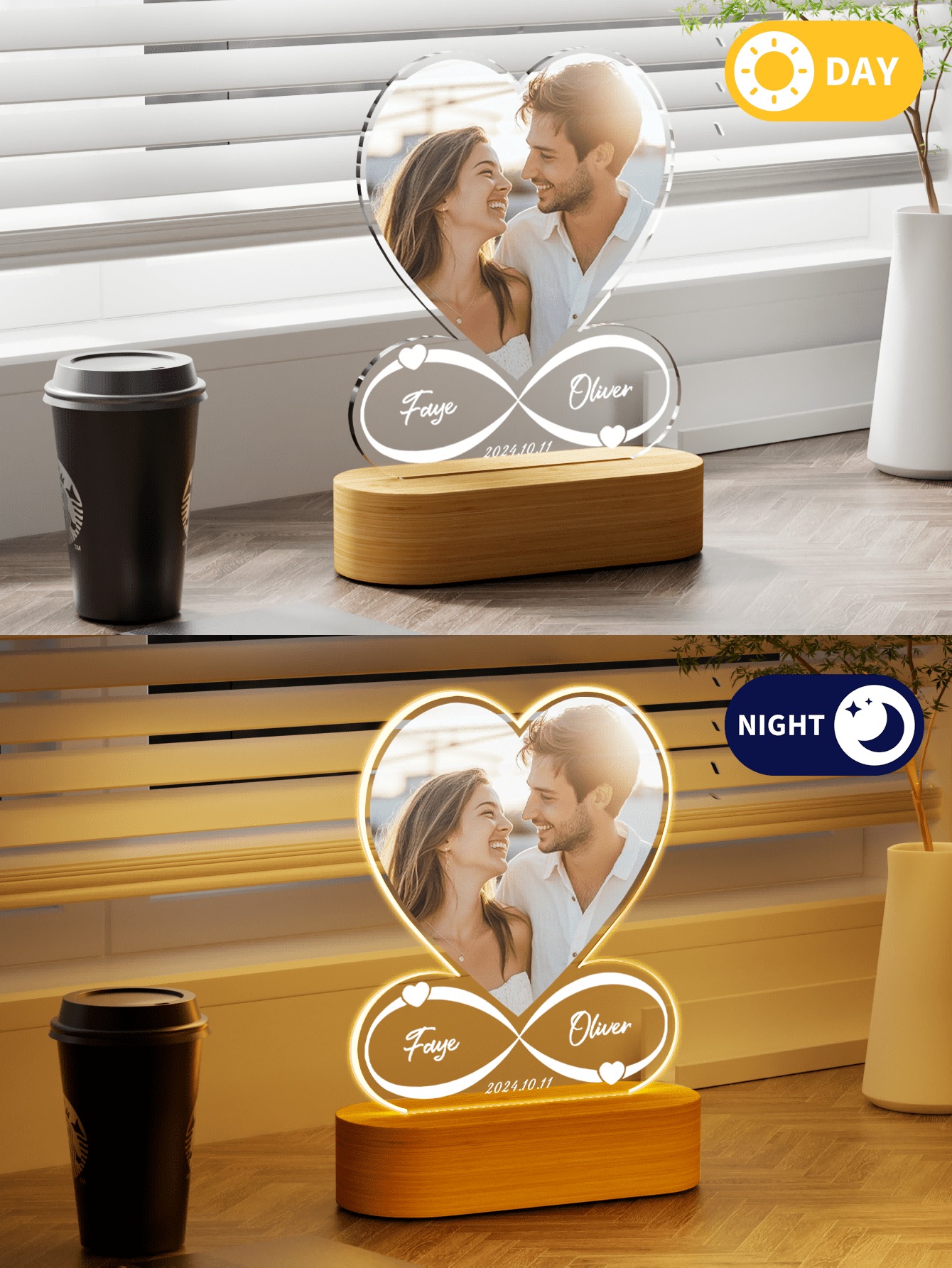 Personalized Heart Photo Night Light