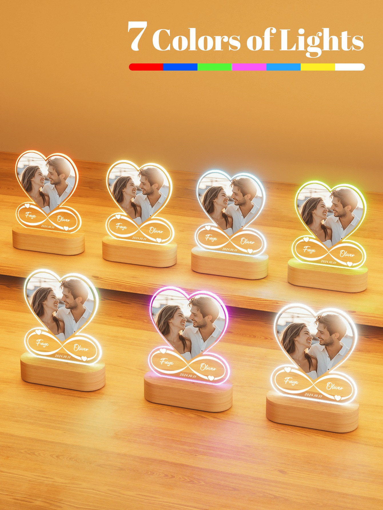 Personalized Heart Photo Night Light