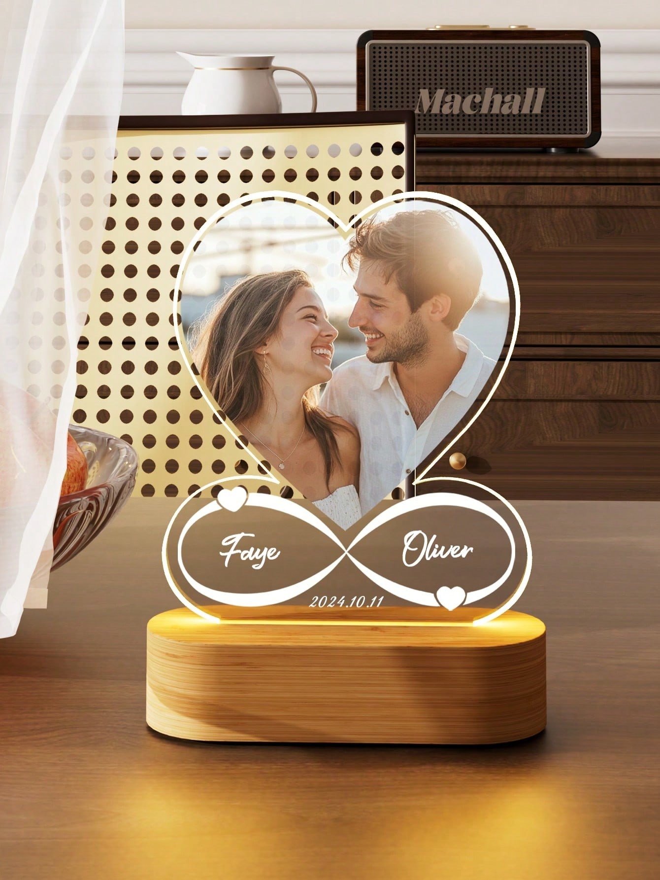 Personalized Heart Photo Night Light