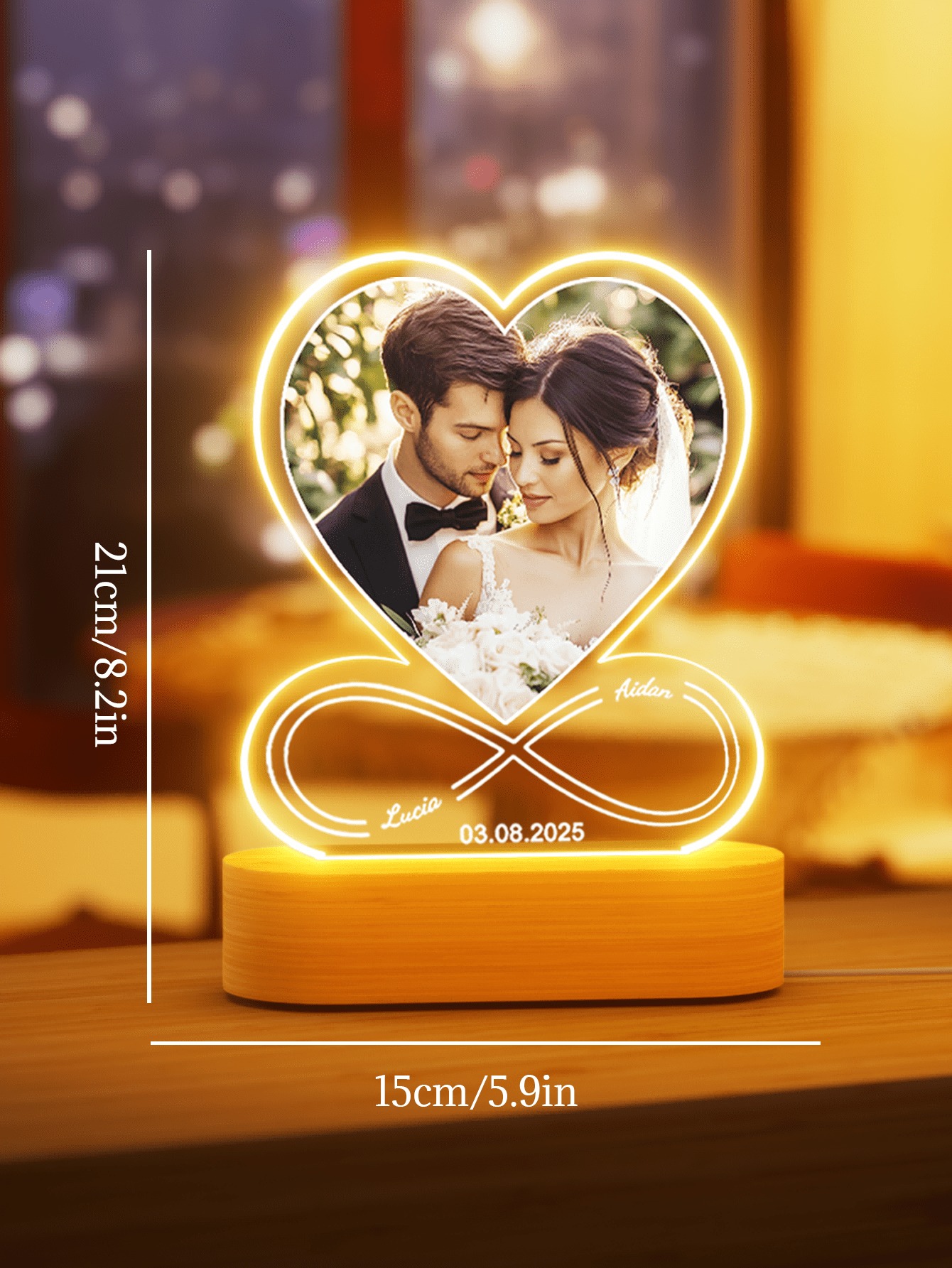 Personalized Heart Photo Night Light