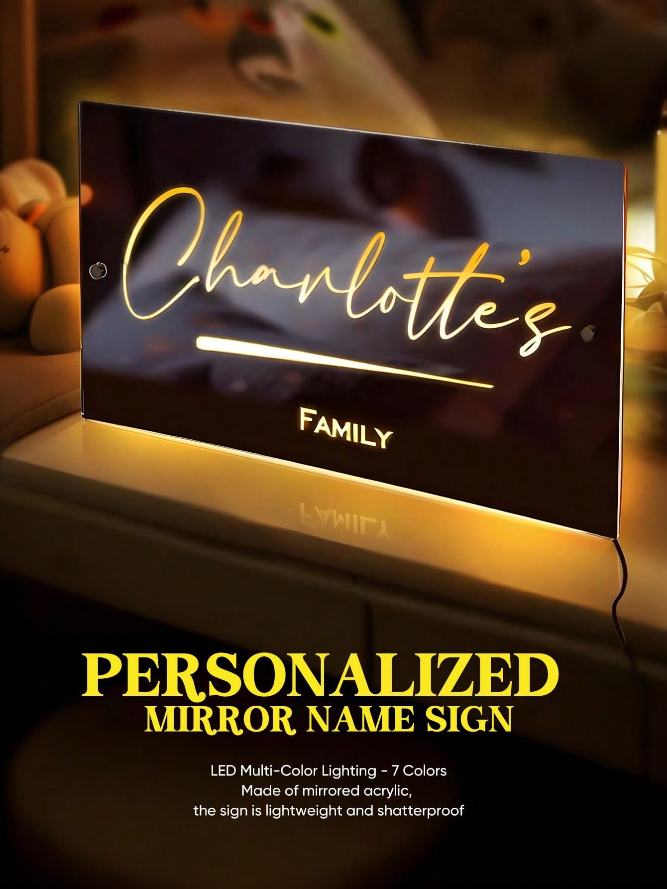 Personalized Mirror Name LED Neon Sign