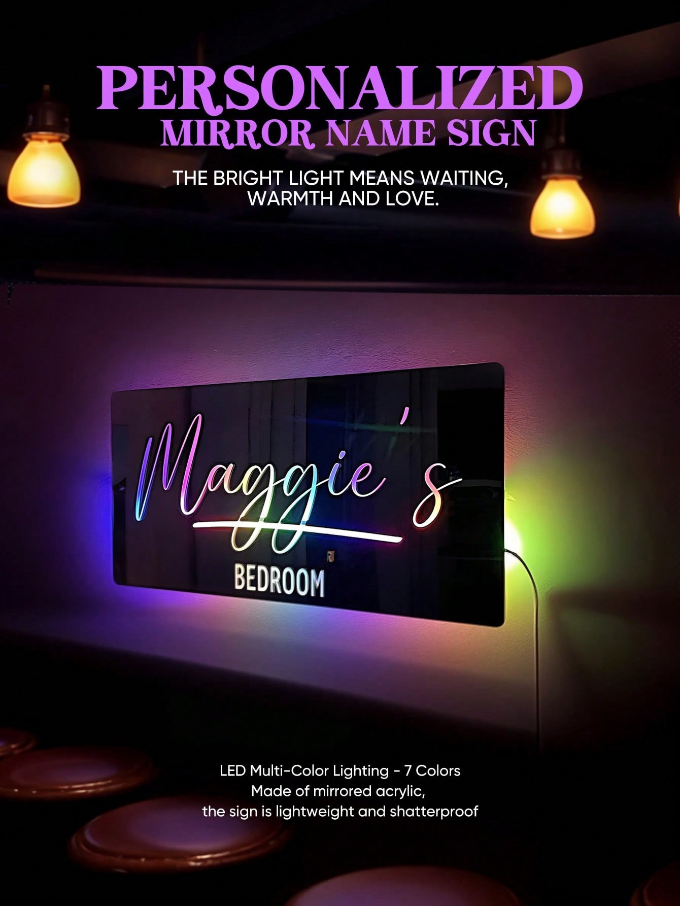 Personalized Mirror Name LED Neon Sign