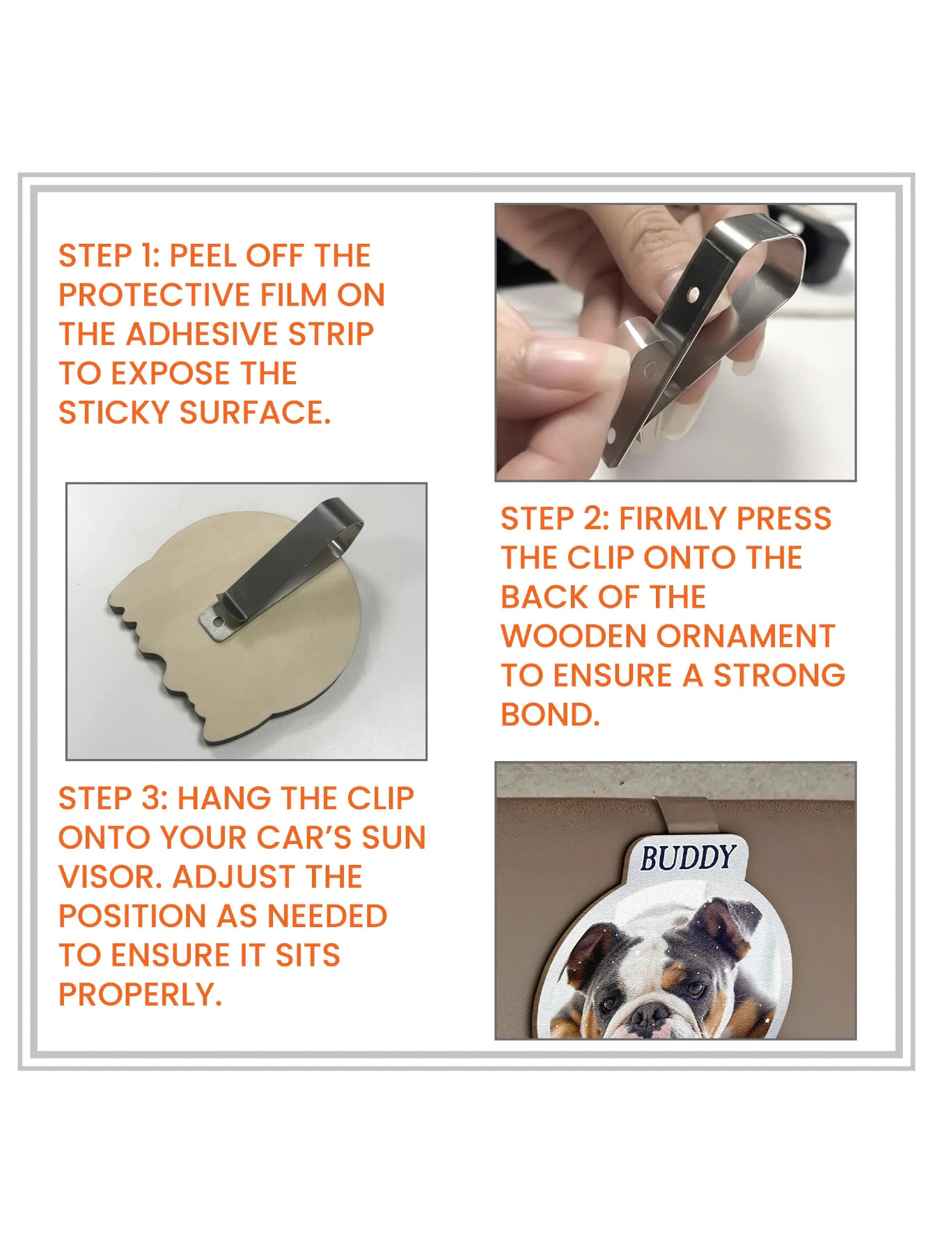 国王和王后定制情侣照片，一路平安，我爱你，我们是天作之合 - 个性化木质照片汽车遮阳板夹