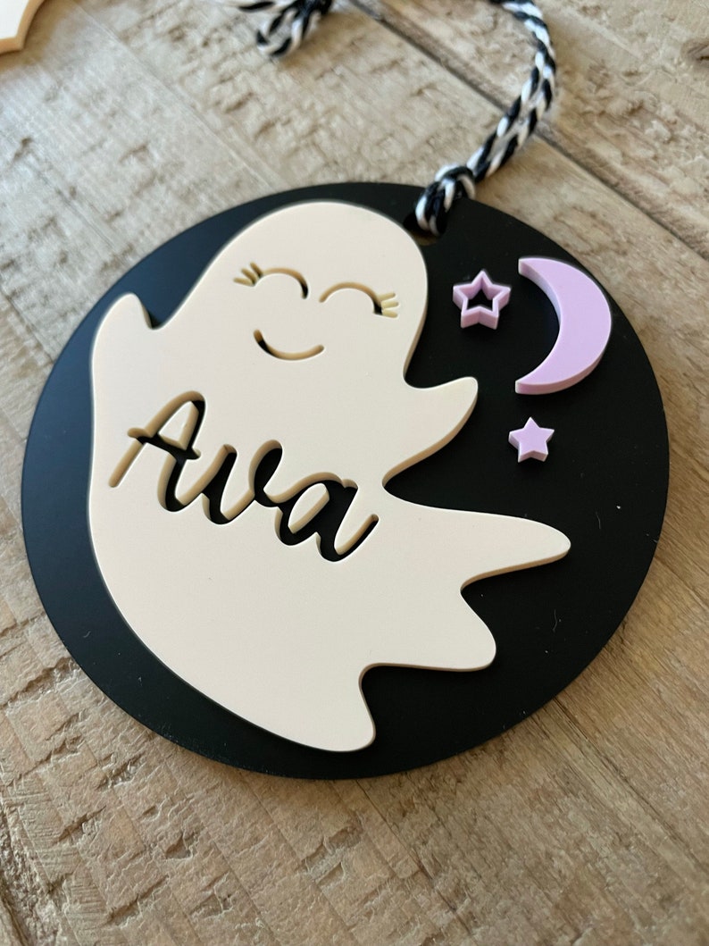 Ghost Round Acrylic Name Tag