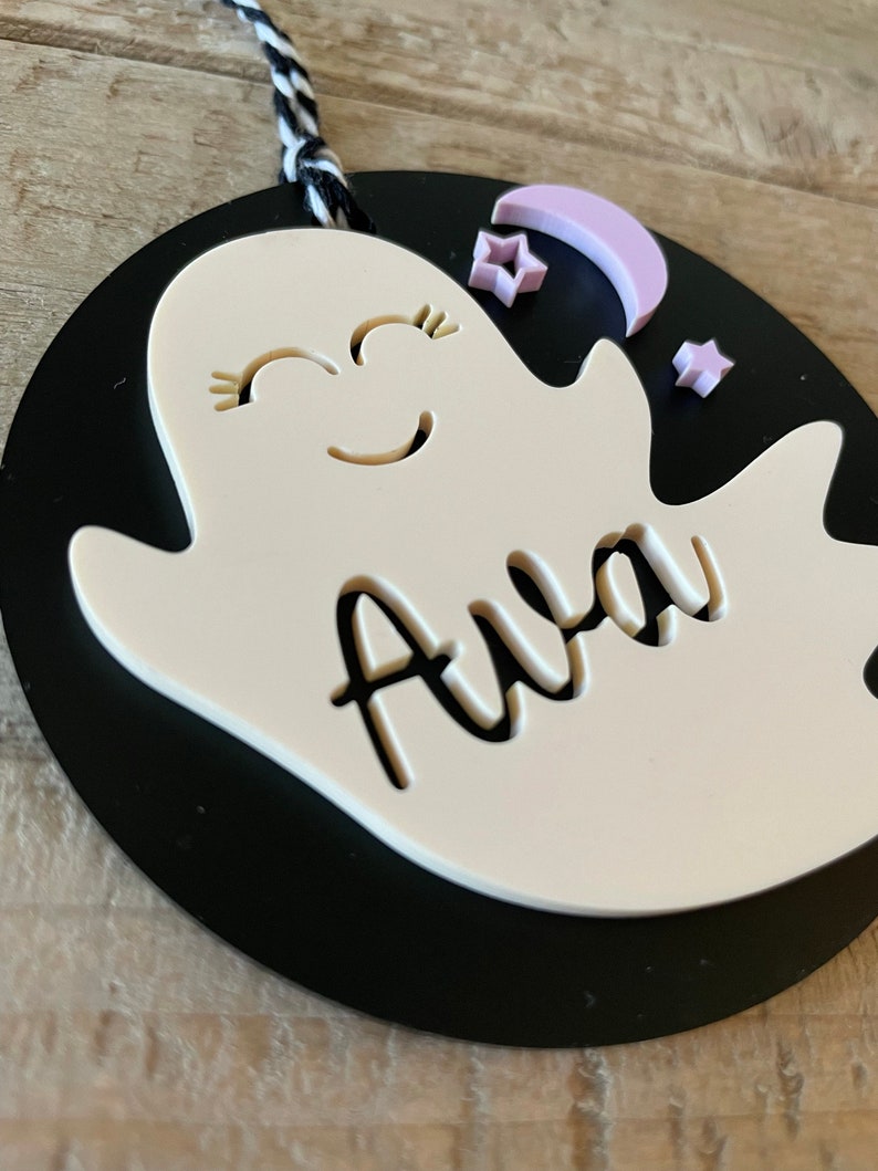 Ghost Round Acrylic Name Tag