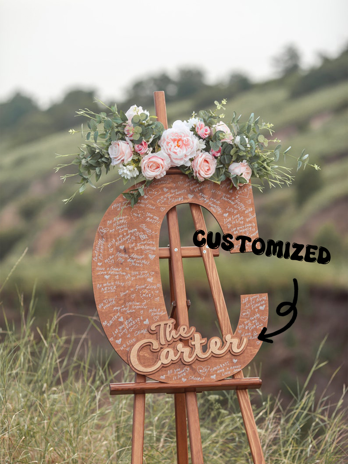 Custom Wooden Board To Sign At Wedding