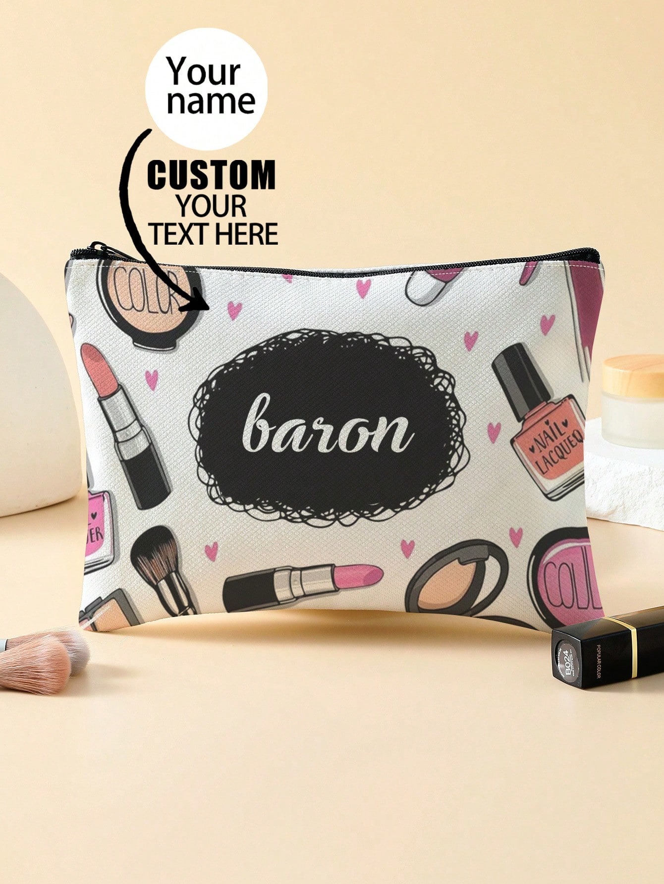 Personalized Cosmetic Bag with Custom Name