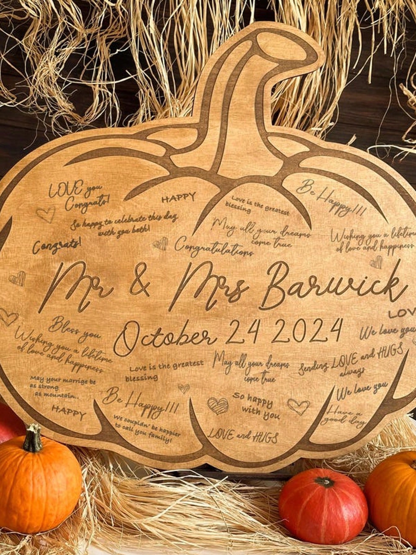Pumpkin Shaped Wooden  Sign Board