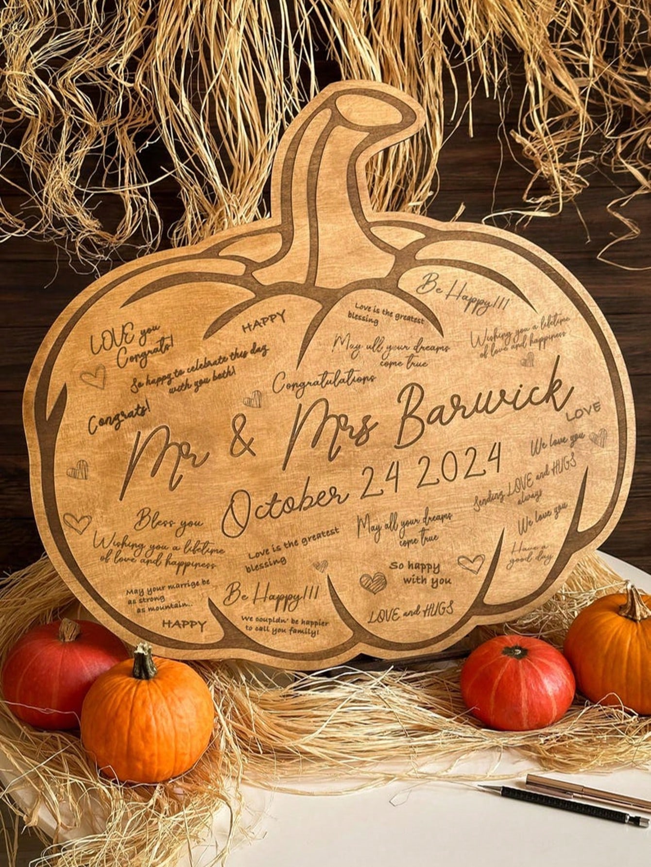 Pumpkin Shaped Wooden  Sign Board
