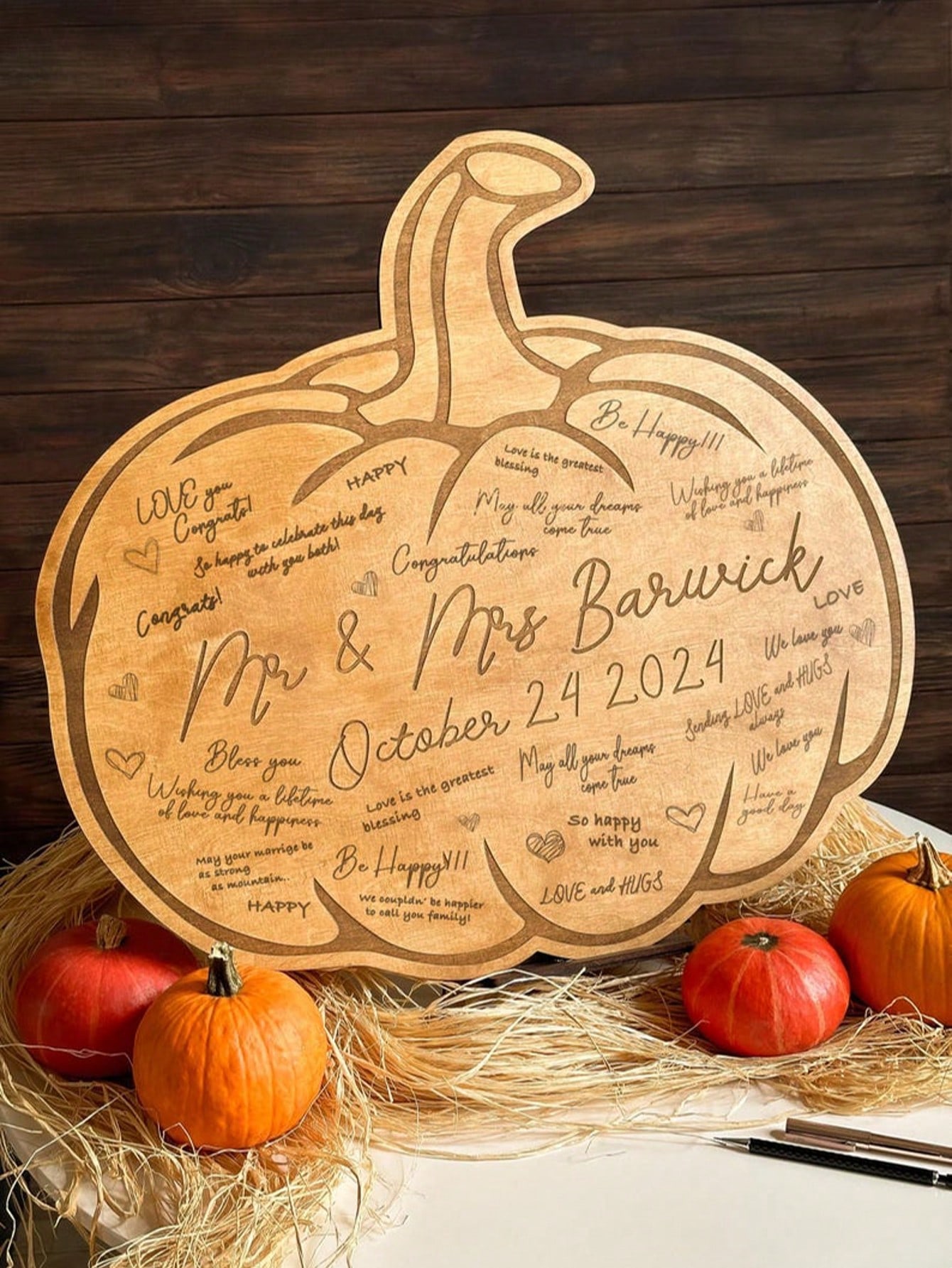 Pumpkin Shaped Wooden  Sign Board