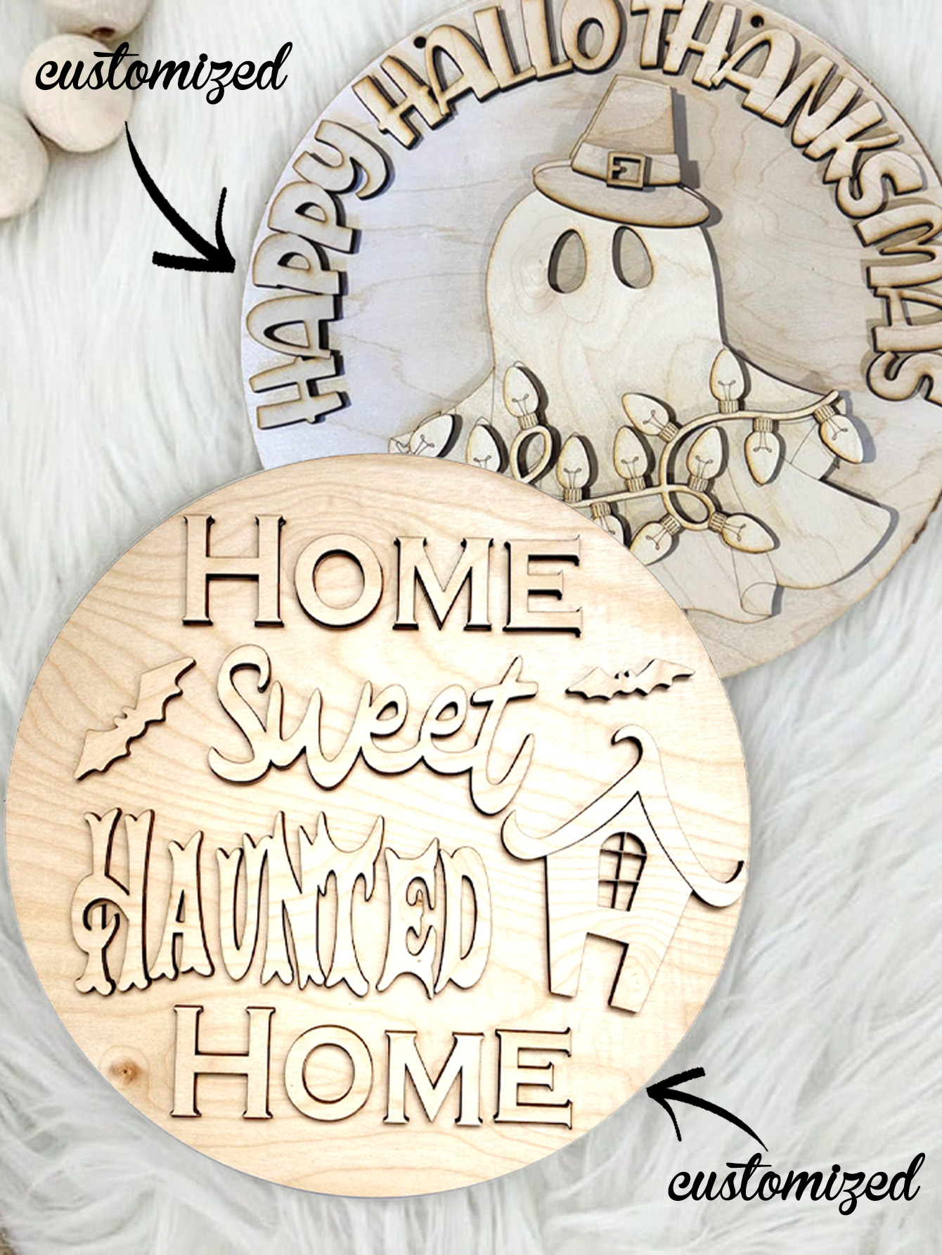 Custom Wooden Halloween Round Sign