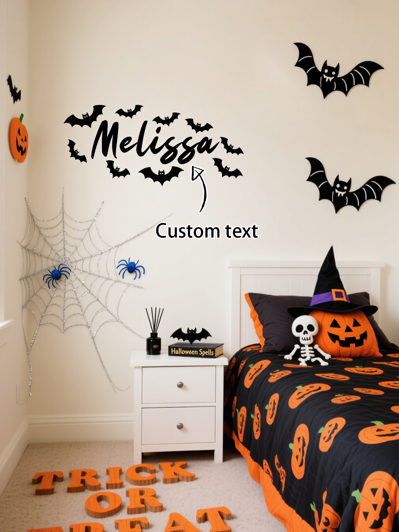 Personalized Halloween Bat Name Wall Decal