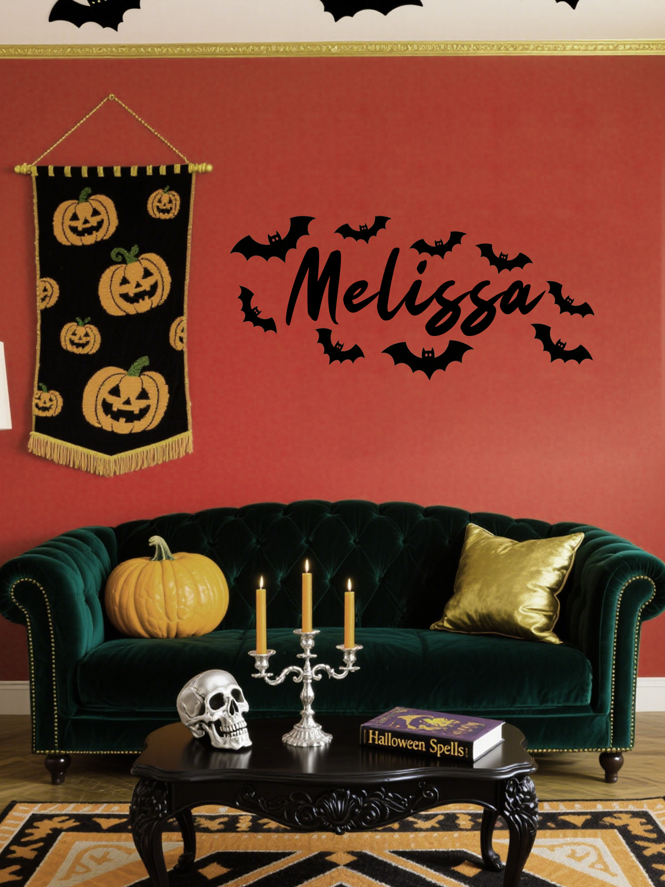 Personalized Halloween Bat Name Wall Decal