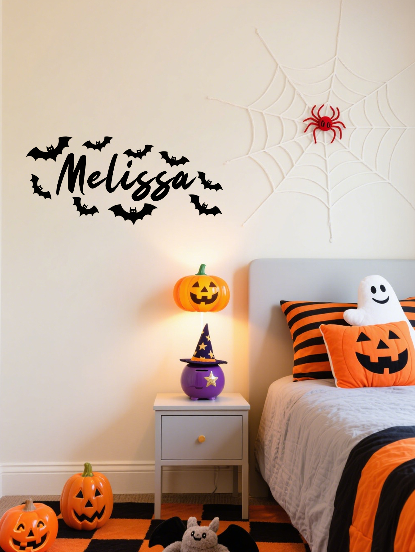 Personalized Halloween Bat Name Wall Decal