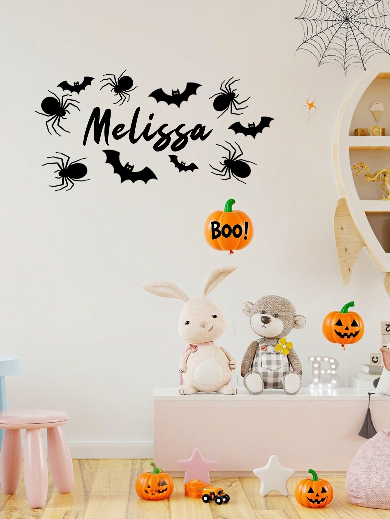 Personalized Halloween Bat & Spider Decals