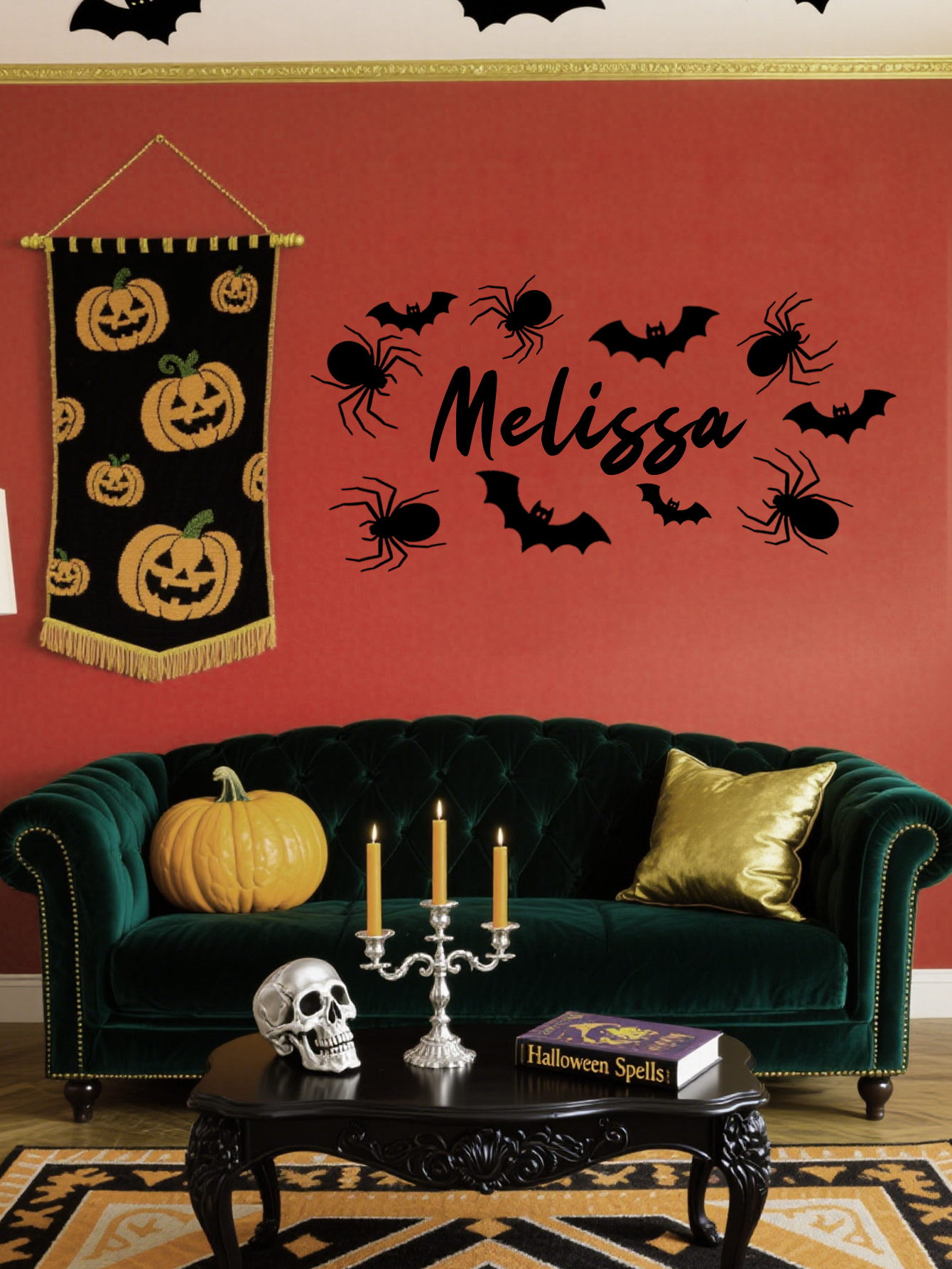 Personalized Halloween Bat & Spider Decals