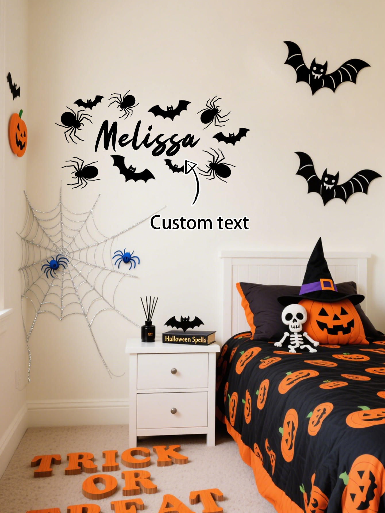Personalized Halloween Bat & Spider Decals
