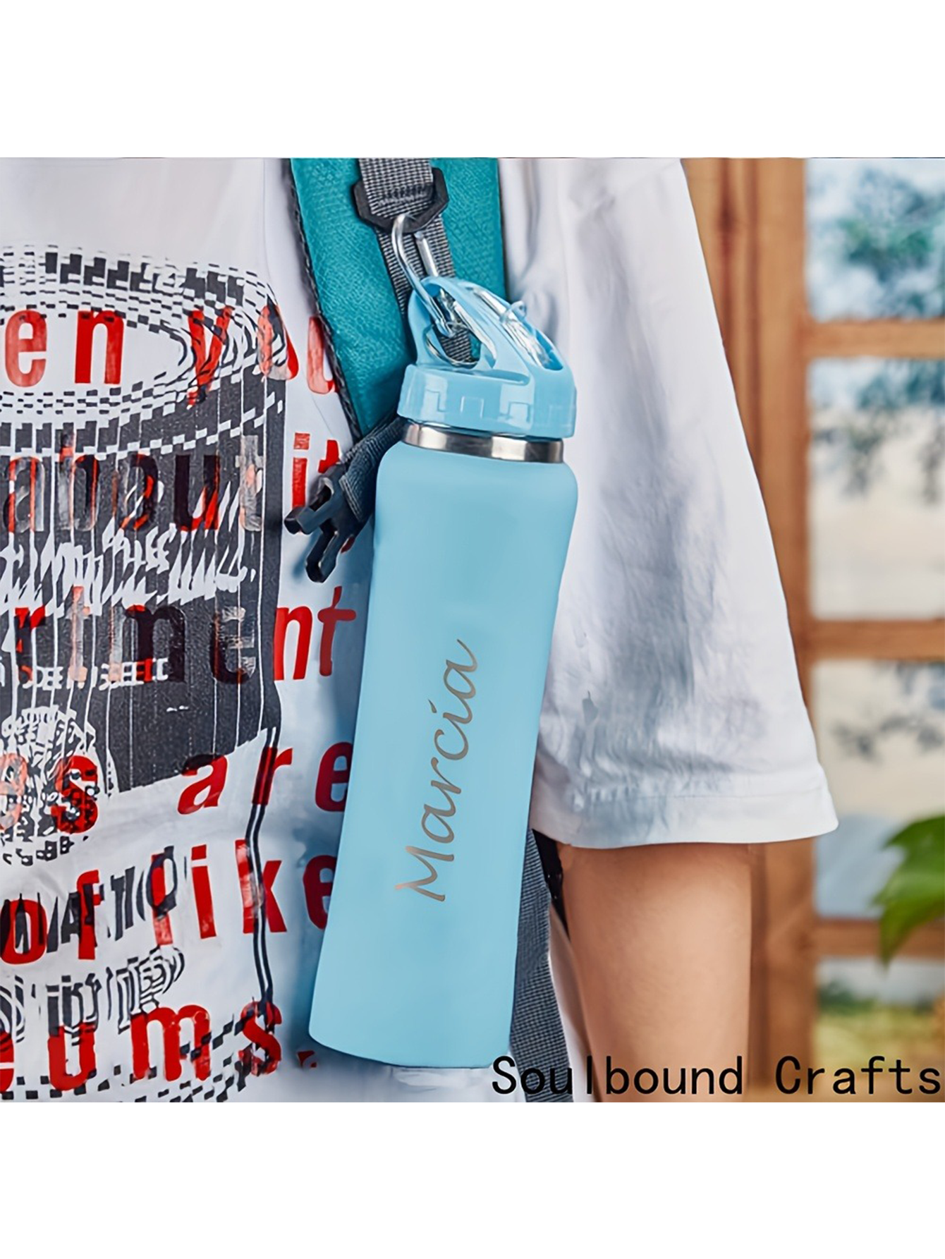 1 Customizable Engraved Straw Water Bottle - Can be engraved with name/text/date, insulated design, straw lid, PVC-free, travel bottle, suitable as a birthday gift for men and women, suitable for office, travel, fitness and outdoor activities.
