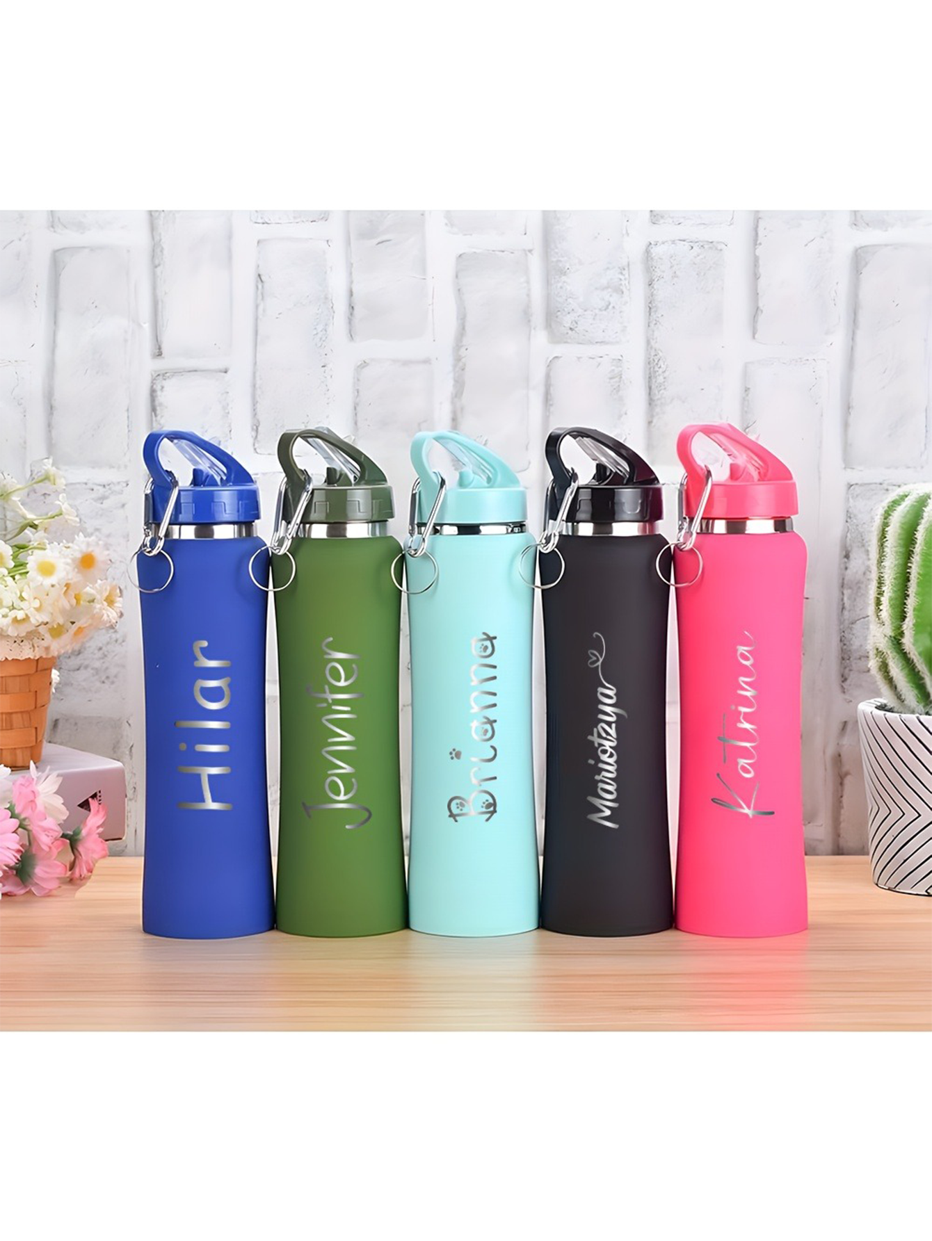 1 Customizable Engraved Straw Water Bottle - Can be engraved with name/text/date, insulated design, straw lid, PVC-free, travel bottle, suitable as a birthday gift for men and women, suitable for office, travel, fitness and outdoor activities.