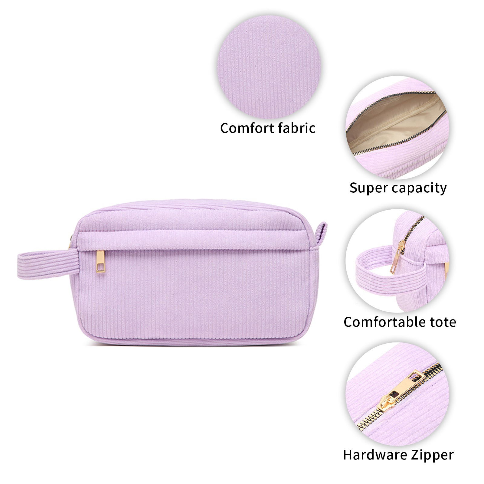Custom Corduroy Makeup Bag with Name