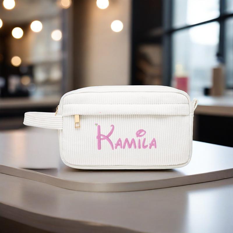 Custom Corduroy Makeup Bag with Name