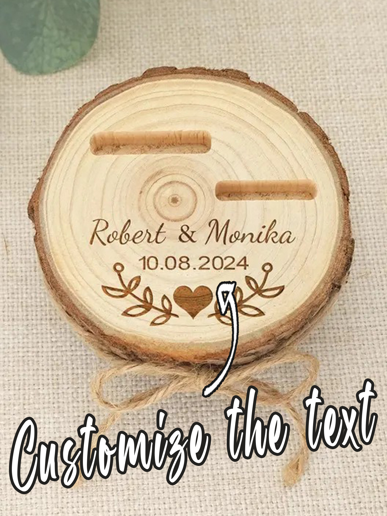 Personalized Carved Wooden Inlaid Ring Box