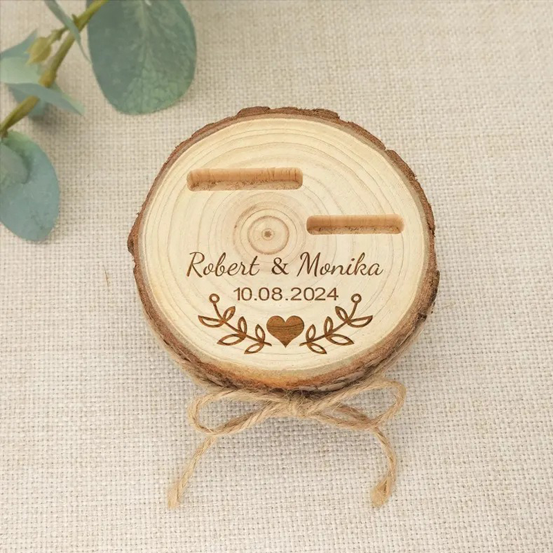 Personalized Carved Wooden Inlaid Ring Box
