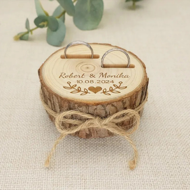 Personalized Carved Wooden Inlaid Ring Box