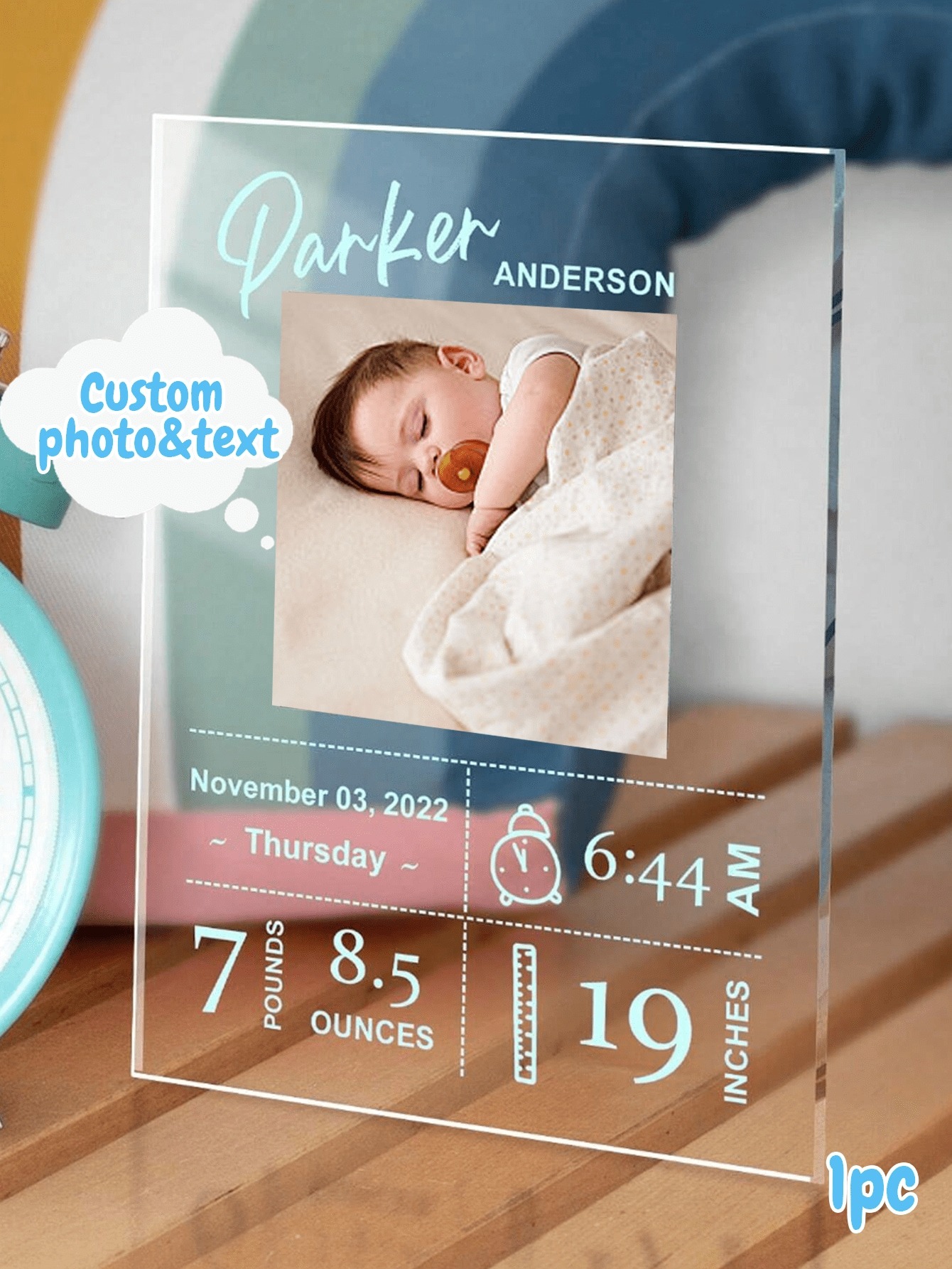 Personalized Acrylic Baby Birth Plaque