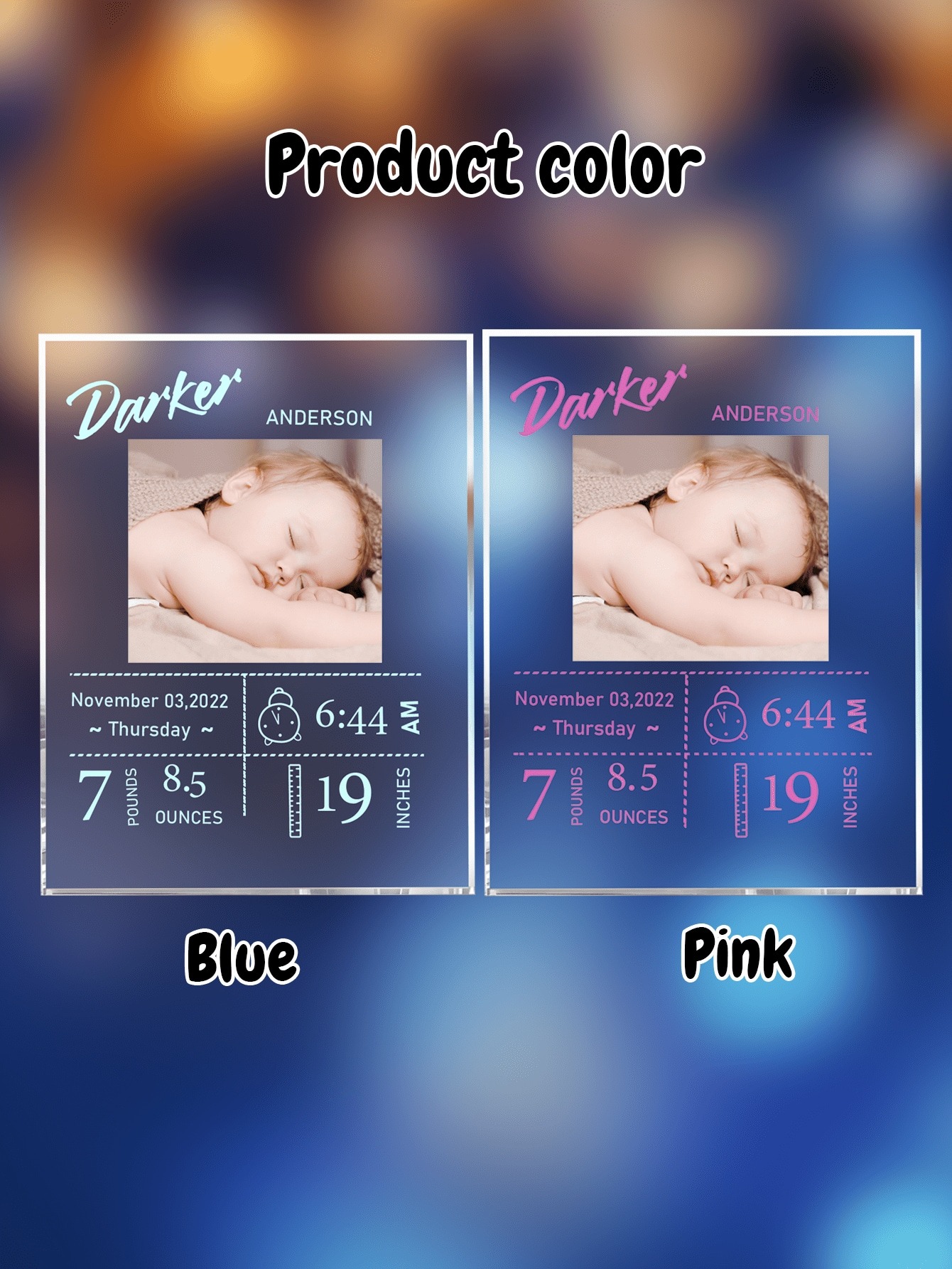 Personalized Acrylic Baby Birth Plaque