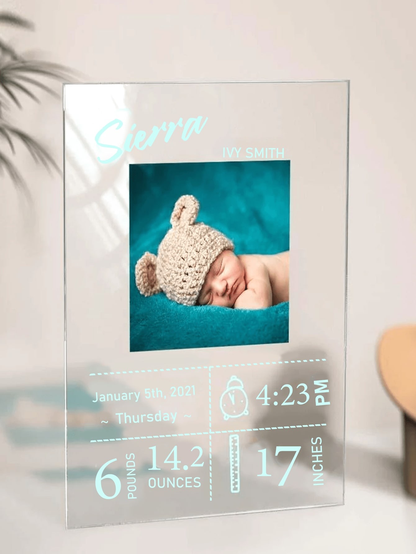 Personalized Acrylic Baby Birth Plaque