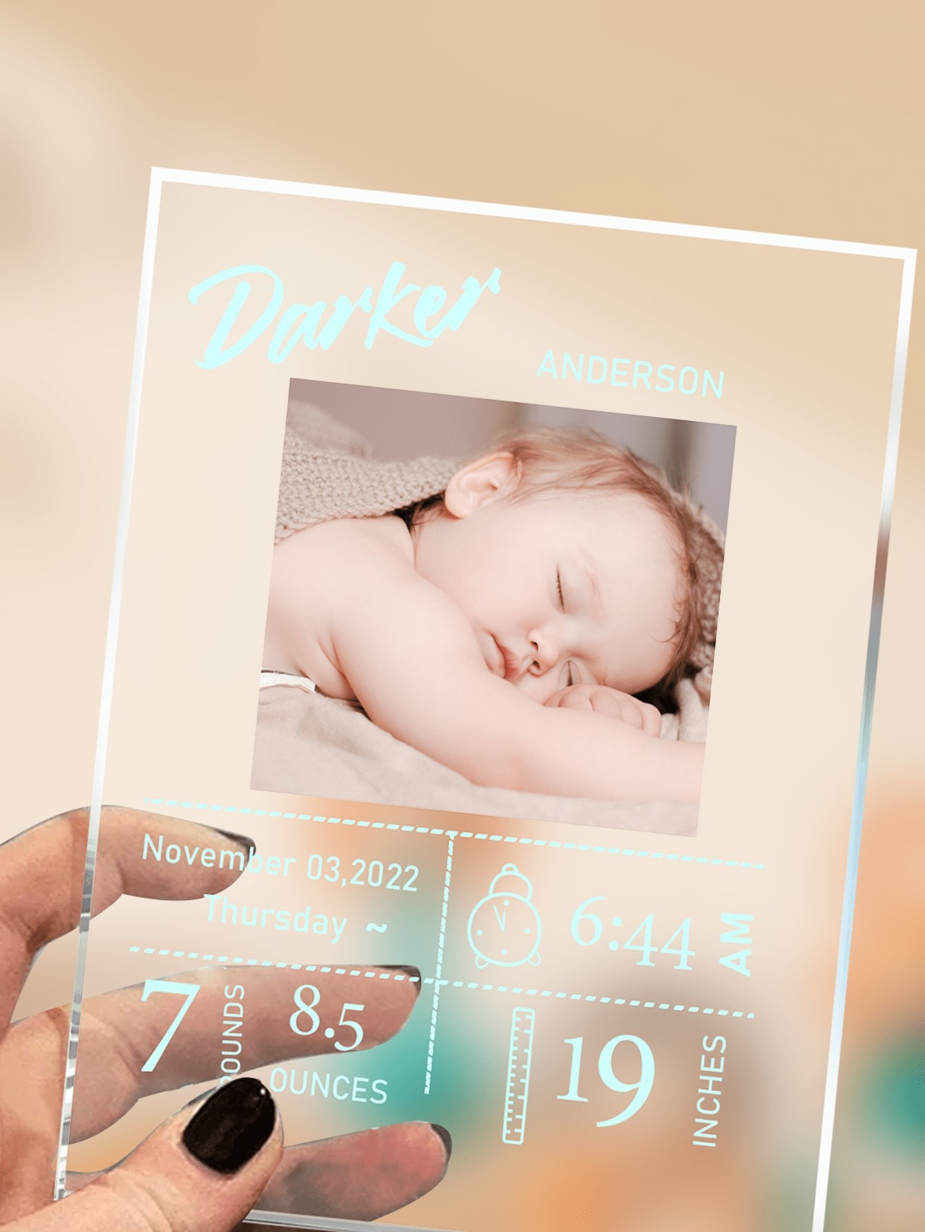 Personalized Acrylic Baby Birth Plaque