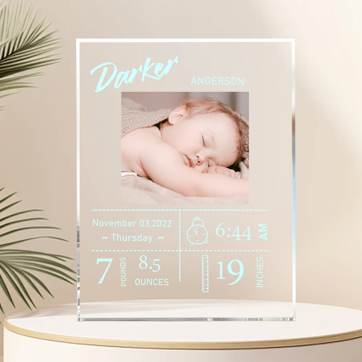 Personalized Acrylic Baby Birth Plaque