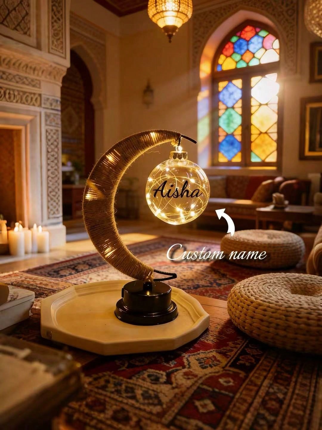 Personalized Crescent Moon Name Lamp
