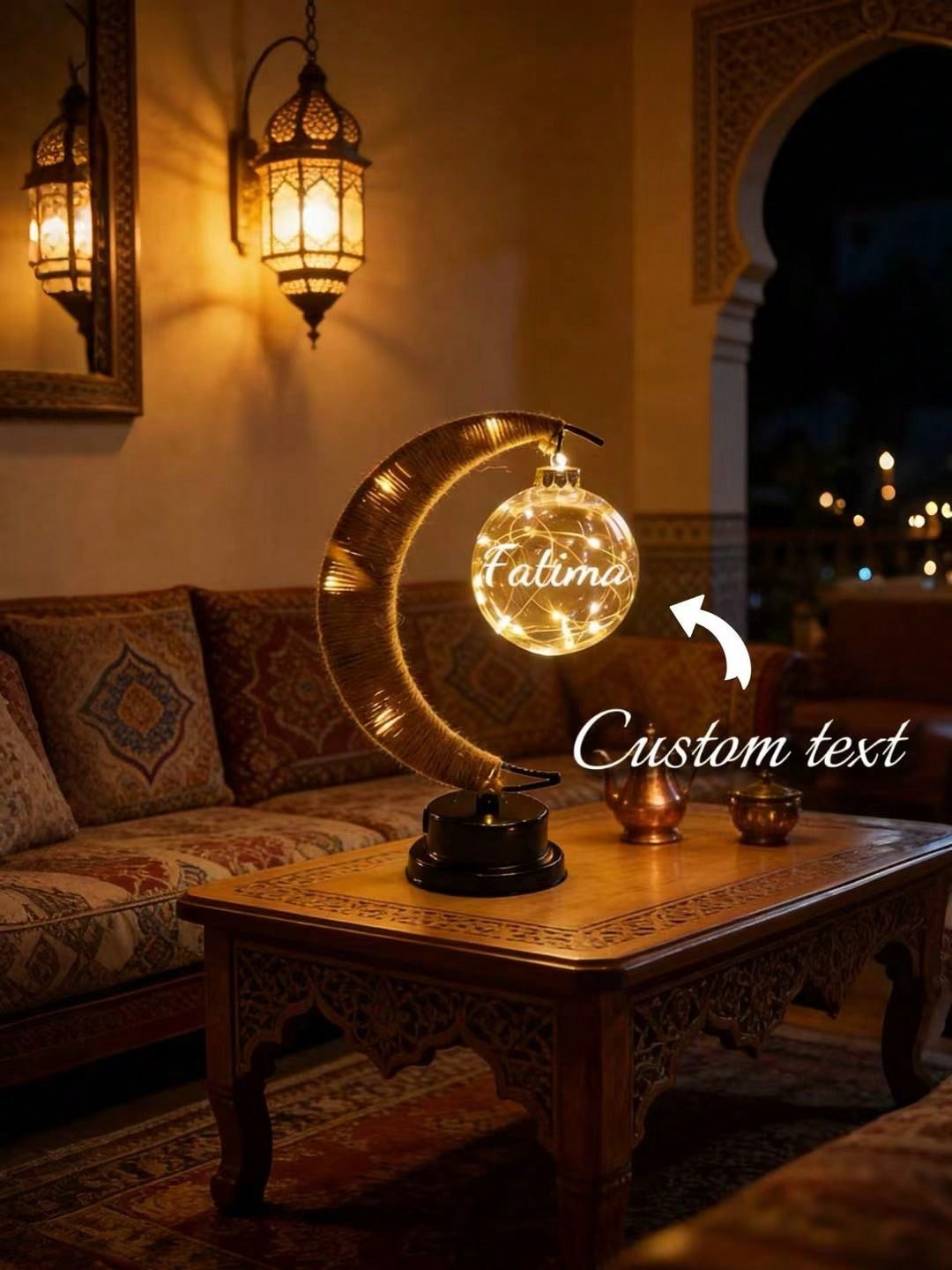 Personalized Crescent Moon Name Lamp